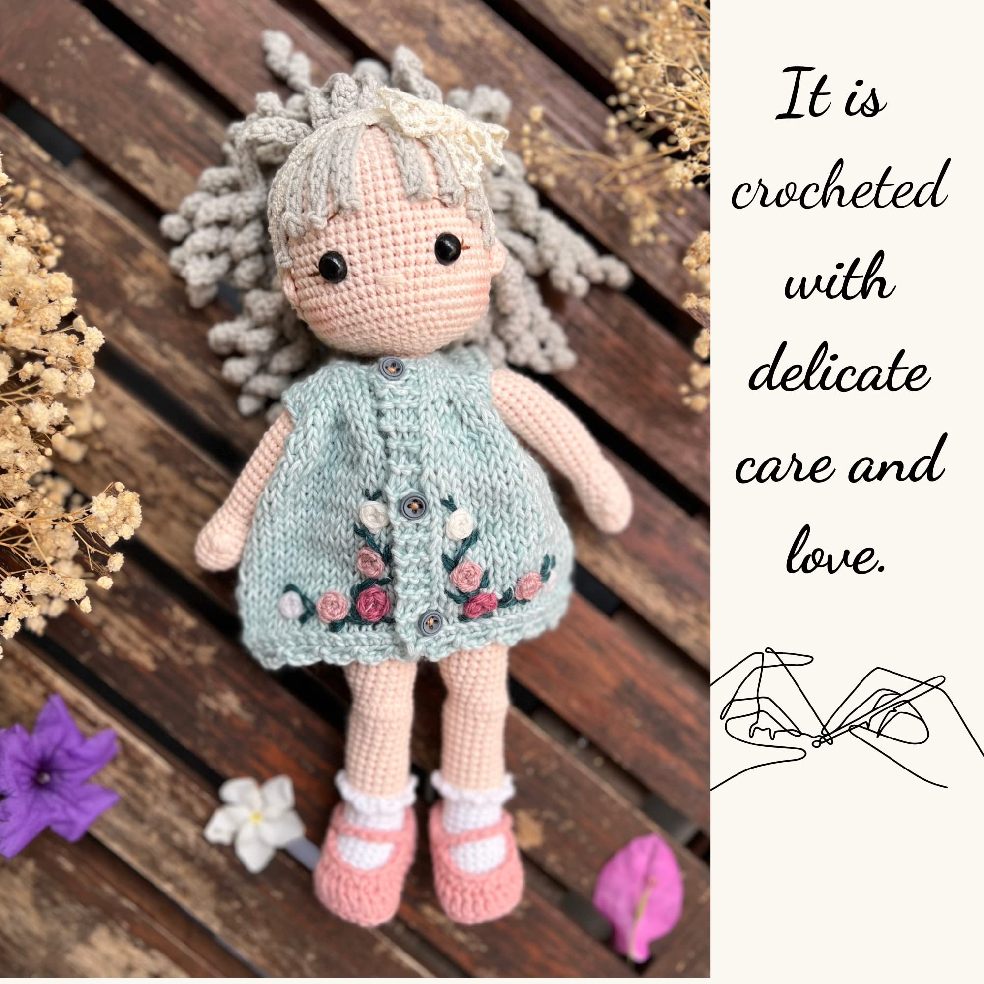 Handmade Crochet Baby Doll - Safe Cotton Yarn Gift for Kids | Birthday, Mother's Day & Home Decor | Amigurumi Fairy Toy