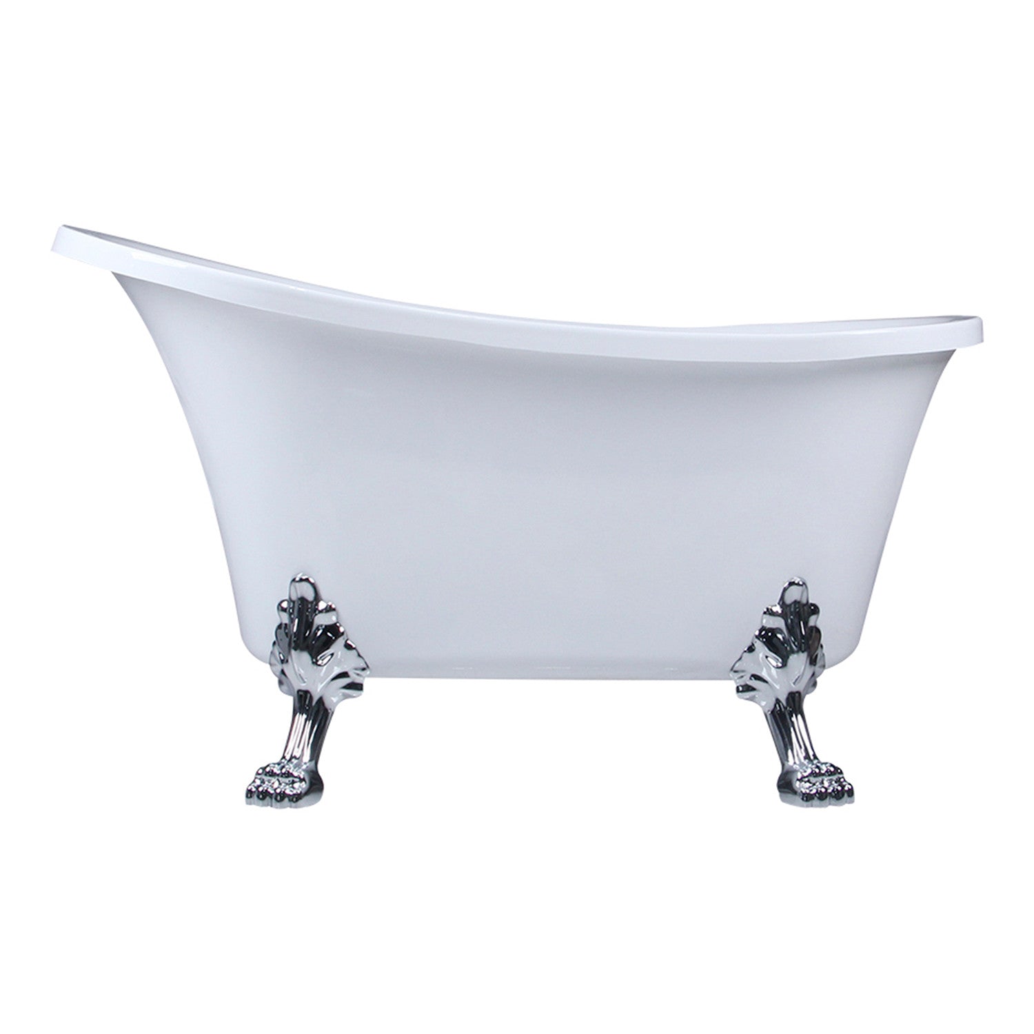Aqua Eden 51 Inch Acrylic Oval Double Slipper Clawfoot Bathtub - Glossy White with Polished Chrome - Freestanding Soaking Tub for Spa-Like Bathroom Retreat - No Faucet Drillings - Perfect for Master Bathrooms and Luxury Home Renovations