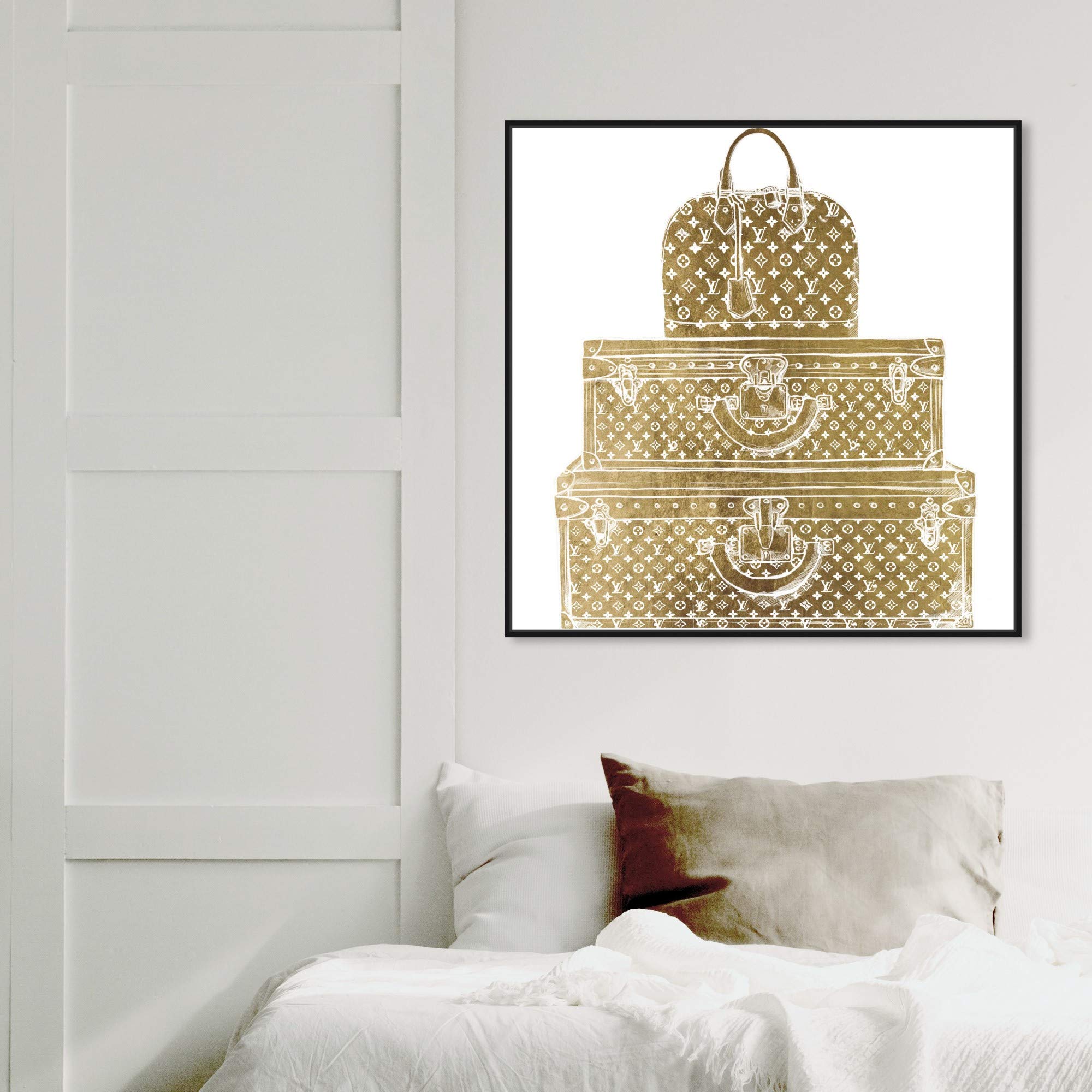 Royal Bag & Luggage Diecut Wall Art Canvas Print - 30x30 Inch Gold & White Framed Home Decor by Oliver Gal Artist Co. | Perfect for Living Room, Bedroom & Office Décor