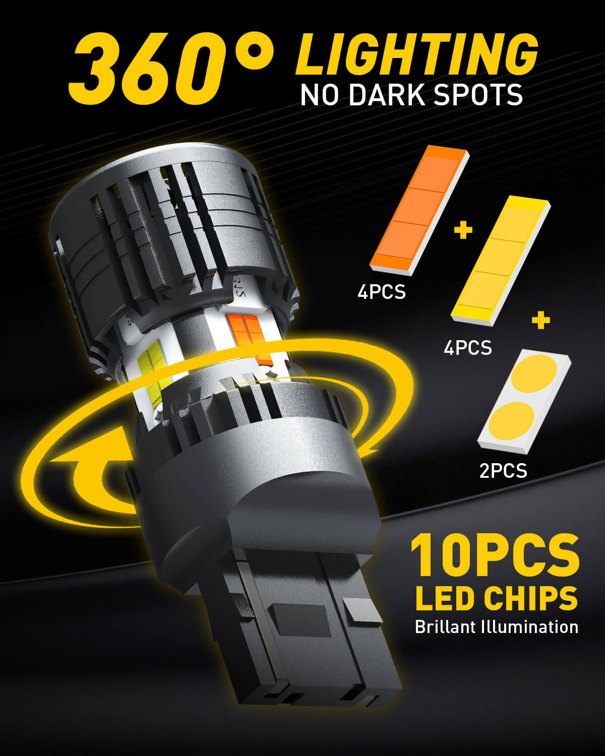 AUXITO CANBUS 7443 7444NA Switchback LED Bulbs with Built-in Resistor - Anti Hyper Flash 7443A 7444NAK T20 Dual Color Amber Turn Signal & White DRL/Parking Lights - Perfect for Car, Truck, SUV Headlight Upgrades
