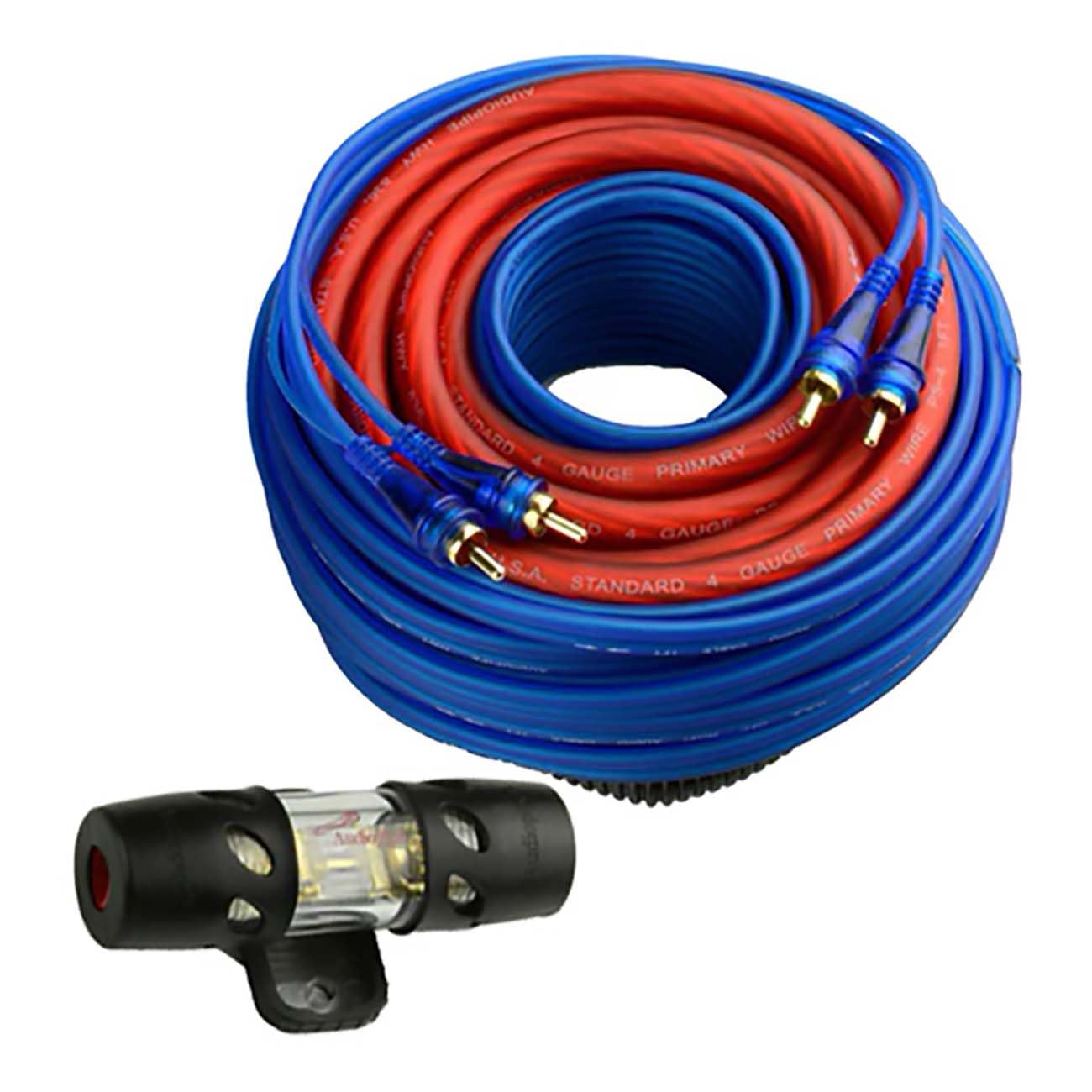 Audiopipe BMS2100SX 2100W High Power Car Amplifier Wiring Kit with 17ft 2 RCA Plugs - Perfect for Car Audio System Upgrades and Bass Boost Installations