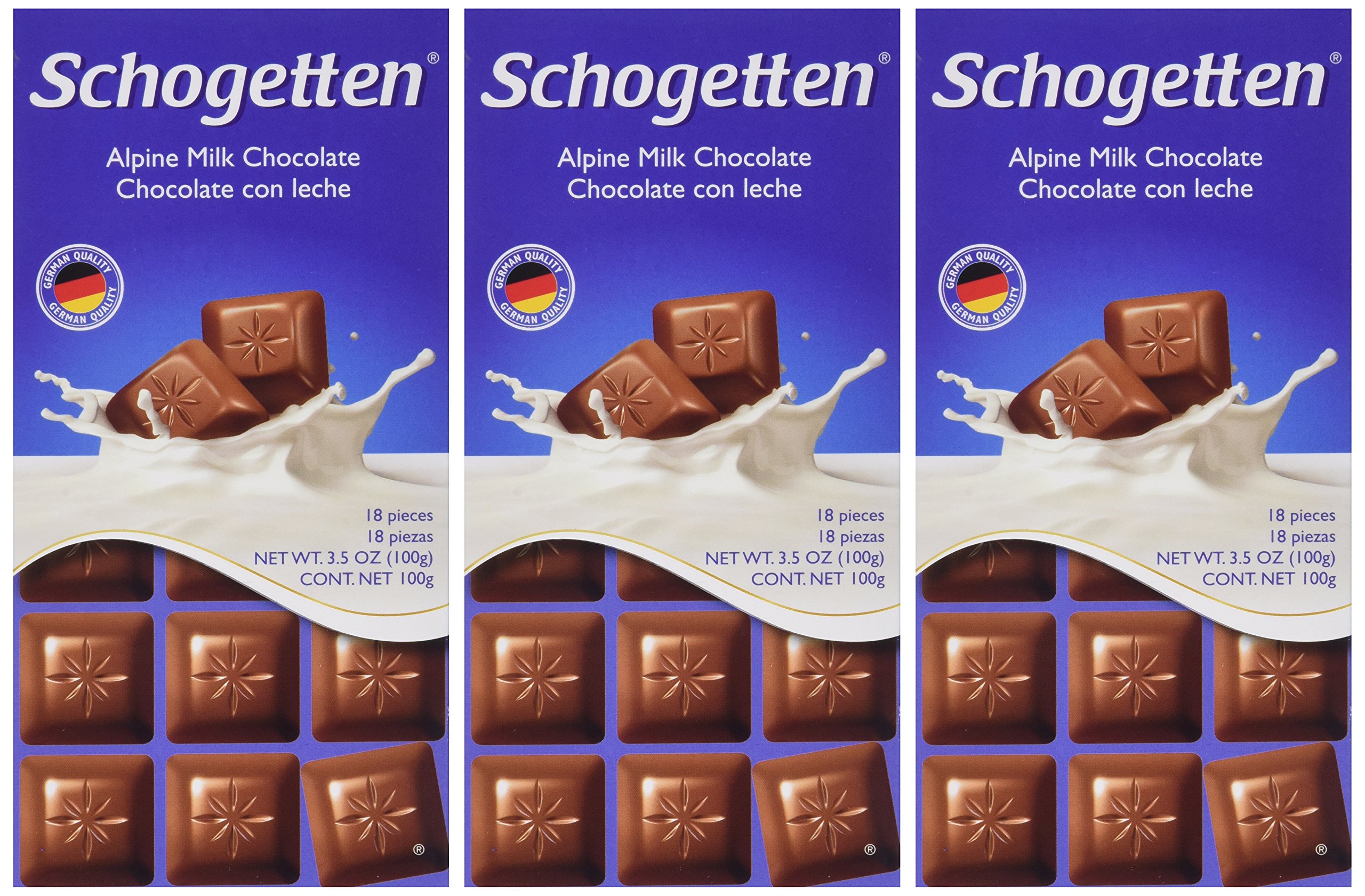 Schogetten Alpine Milk Chocolate Bars - Pack of 3 for Gifts & Snacking