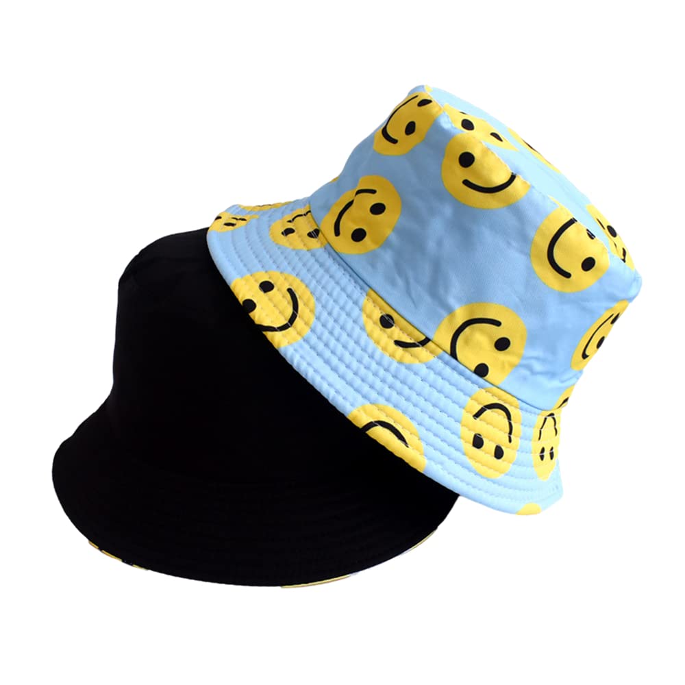 Blue & Black Bandana Bucket Hats for Women & Men - Fashionable Sun Protection Hats for Beach, Fishing, Skateboarding & Outdoor Activities - Packable UV Protection Cap with Red & White Color Options