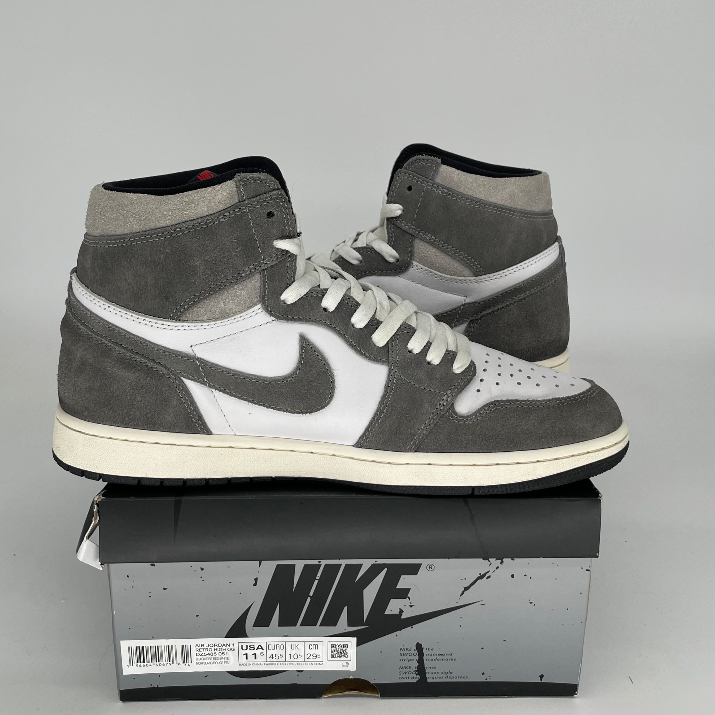 Original Air Jordan 1 Washed Black Men's Basketball Shoes Size 11.5 (DZ5485-051) - Retro High Tops for Sneaker Collectors & Streetwear Fashion