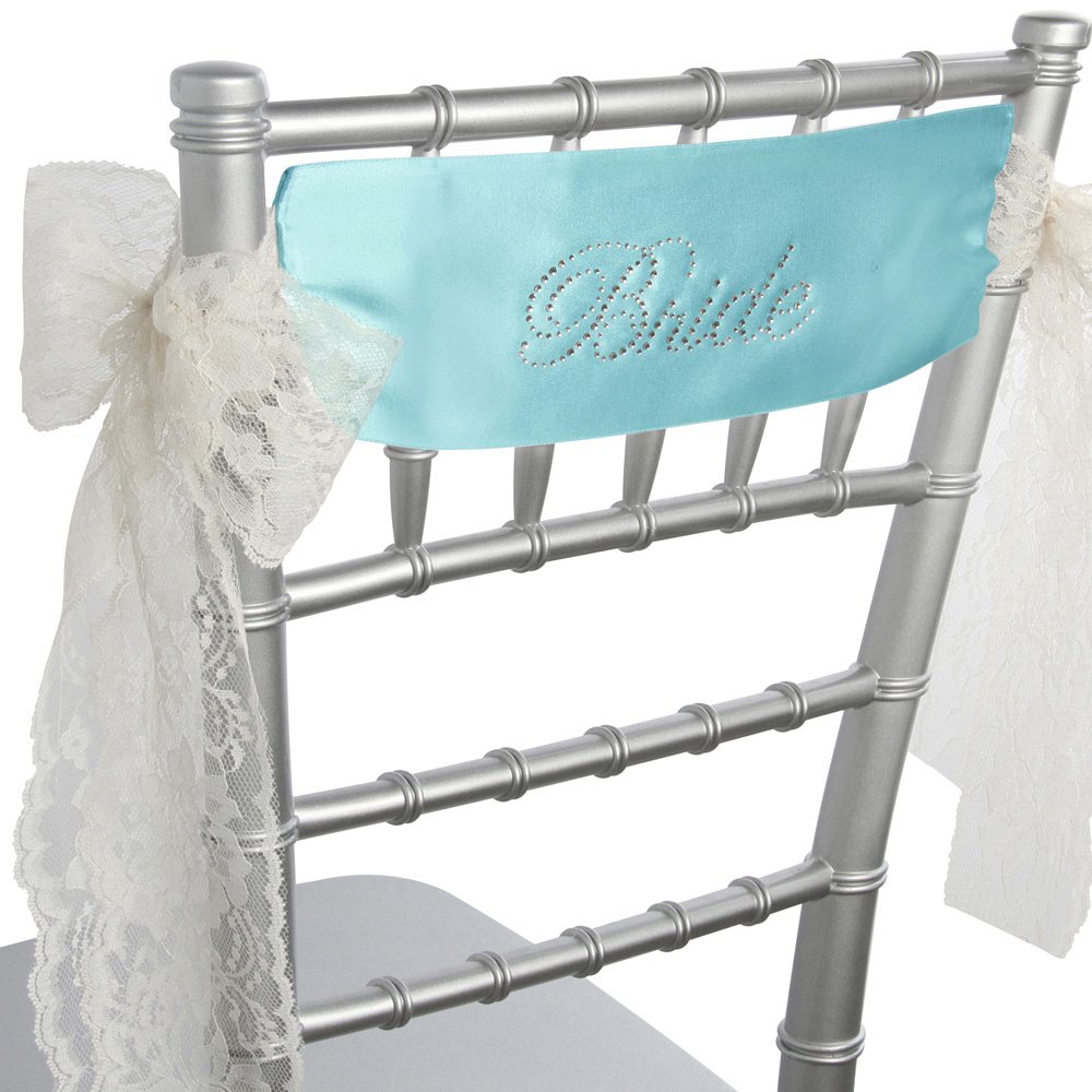 Rhinestone Satin Bridal Sash - Blue/Ivory for Wedding Accessories