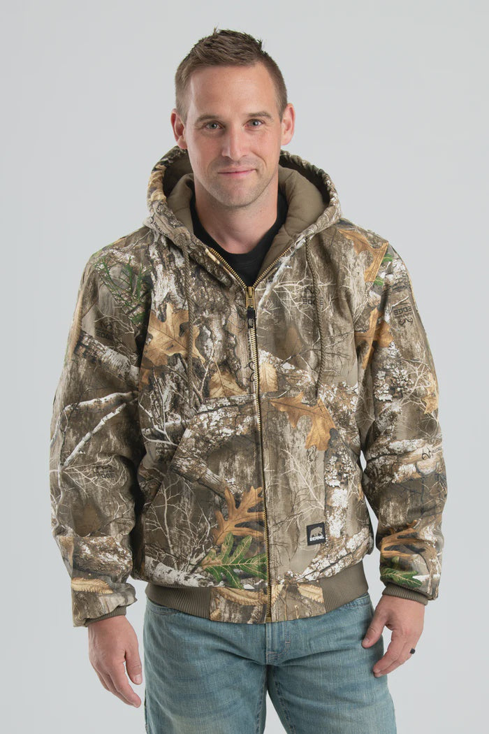 Berne Camo Heritage Duck Hooded Active Jacket - Waterproof Hunting & Outdoor Jacket for Men - Perfect for Hunting, Fishing & Outdoor Adventures