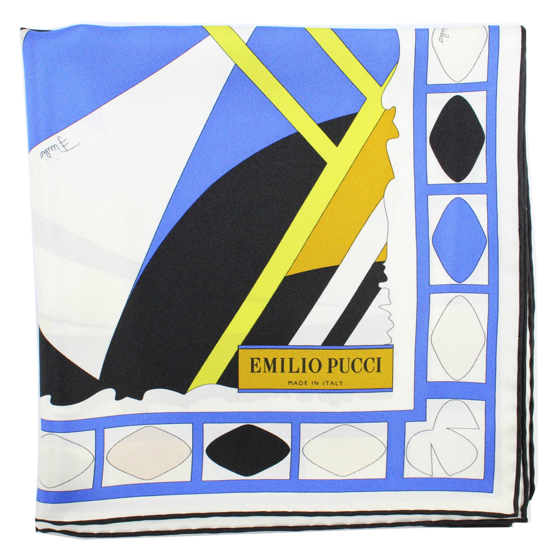 Emilio Pucci Royal Blue & Lime Silk Scarf - Luxury Italian Fashion Accessory for Women | Perfect for Gifts, Travel & Special Occasions