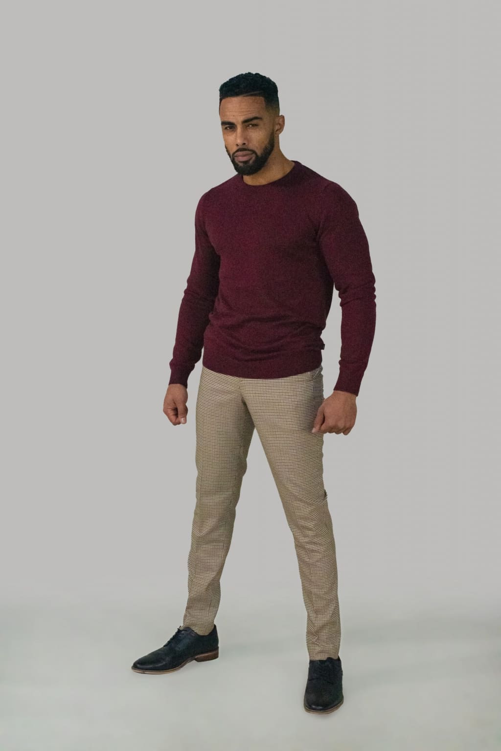 Cavani Men's Wine Red Crewneck Sweater | Soft Cotton Knit Pullover | Casual Winter Warm Jumper for Men | Perfect for Office, Date Night & Holiday Outfits