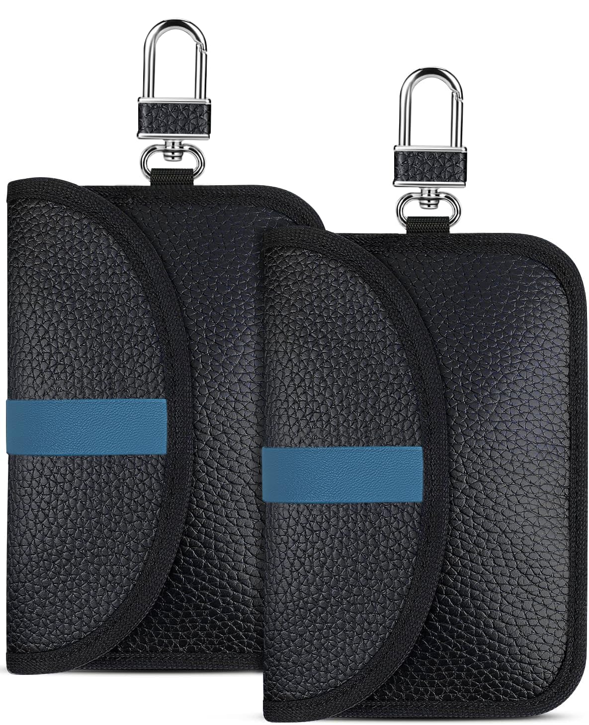 2 Pack Faraday Bag for Key Fob - Signal Blocking Key Fob Protector Pouch, Anti-Theft RFID Shield Case for Keyless Entry Car Remotes (Black + Blue) - Perfect for Travel, Home Security & Vehicle Protection