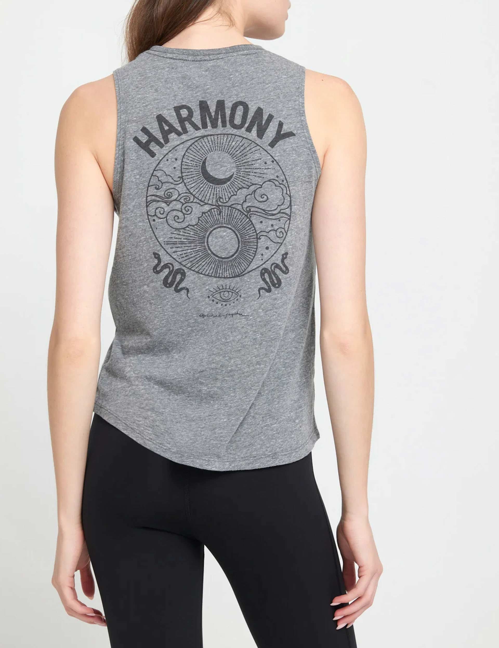 Harmony Jade Muscle Tank Top for Women - Soft Heather Grey Yoga Workout Shirt - Perfect for Gym, Running & Casual Wear