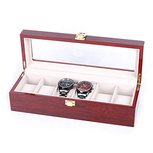 6-Slot Wooden Watch Box with Jewelry Storage - Premium Watch Display Case & Winder for Men & Women - Perfect for Watch Collections, Gift Giving, and Home Decor