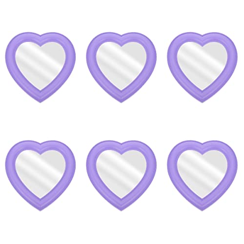 6 Pack Heart-Shaped Wall Mounted & Desktop Mirror - Portable Makeup Mirror for Women - Perfect for Vanity, Dressing Room, Bedroom Decor & Travel Accessories