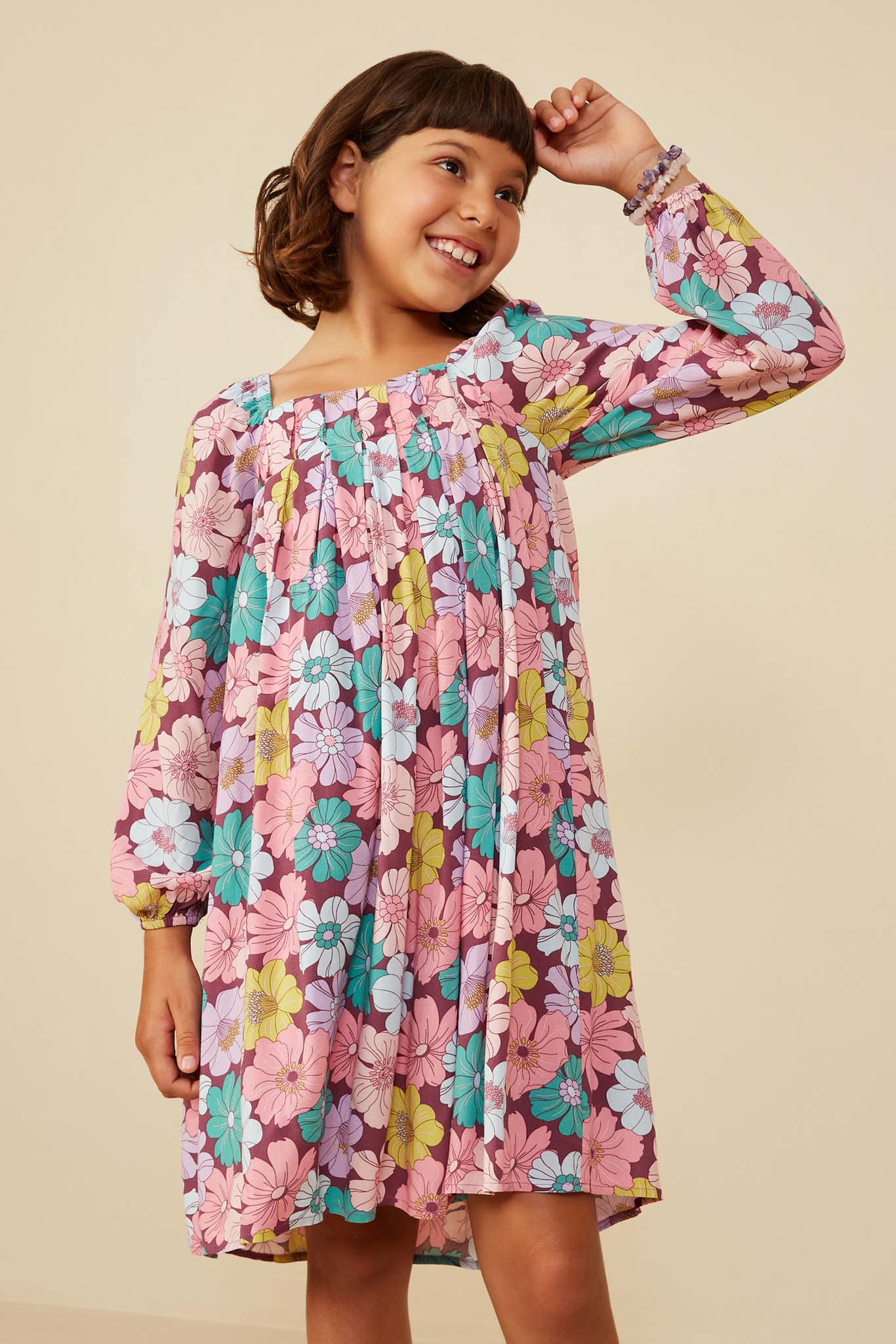 Floral Print Box Pleat Square Neck Dress for Women - Elegant Summer Midi Dress for Weddings, Parties & Casual Outings