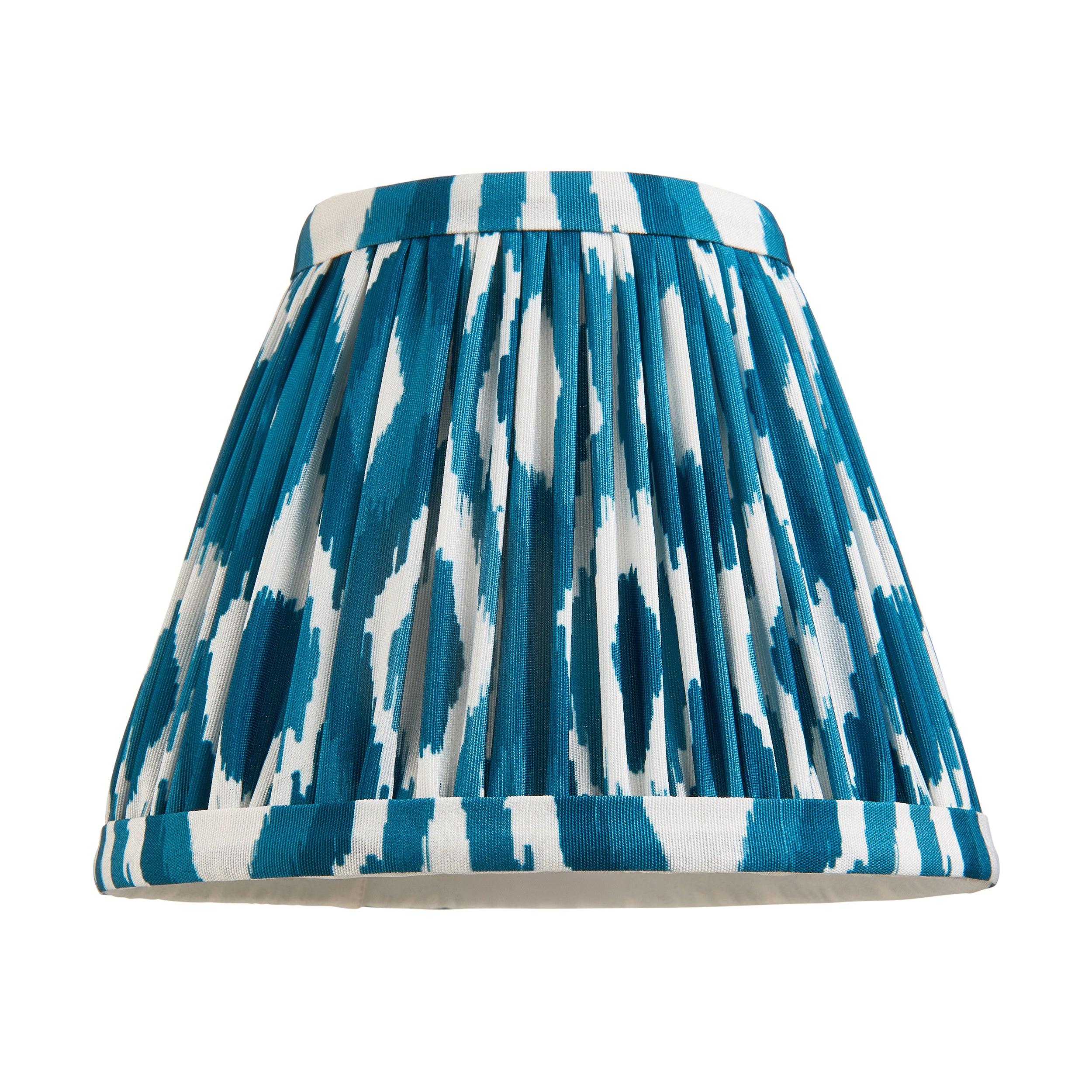Bibury Blue Table Lamp with Ikat 16cm Marlin Blue Shade - Modern Home Decor for Living Room, Bedroom & Office Lighting