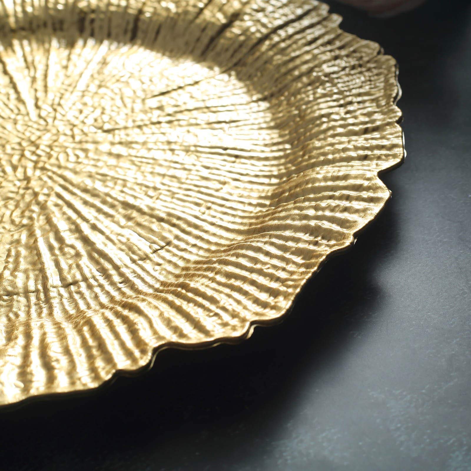 Premium Gold Charger Plates - Elegant 12-Inch Round Plate Chargers for Formal Dining, Wedding Receptions & Special Events (Set of 6) - Perfect for Table Settings, Buffet Displays & Luxury Dinner Parties
