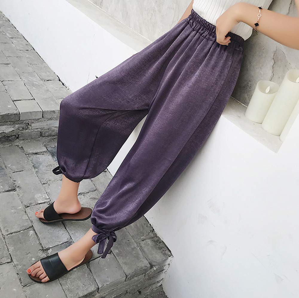 Yehopere Women's Harem Pants - Wide Leg Baggy Capri Joggers with Elastic Waist | Loose Bohemian Yoga Lounge Pants for Casual Wear, Travel & Home Comfort