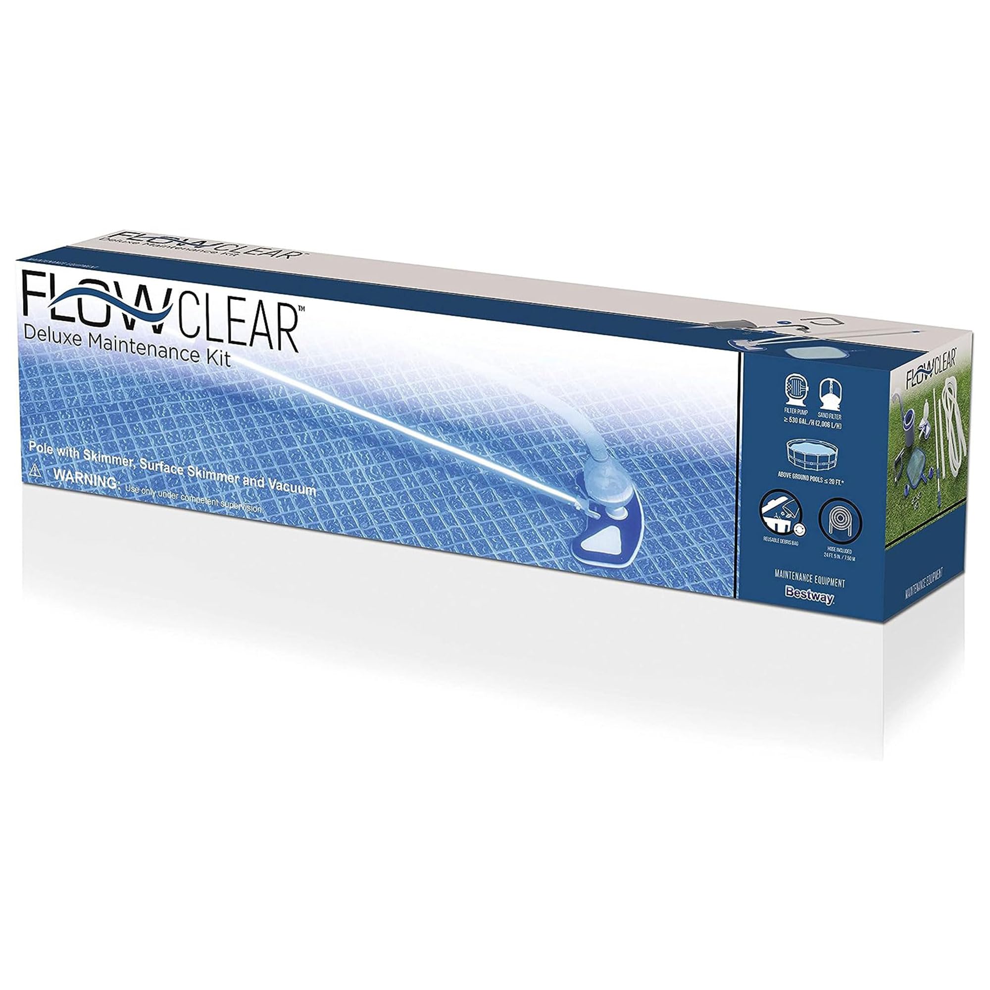 Bestway 58237 Above Ground Pool Vacuum Cleaner Kit with Maintenance Accessories - Perfect for Inground & Above Ground Pool Cleaning, Water Maintenance & Swim Season Prep