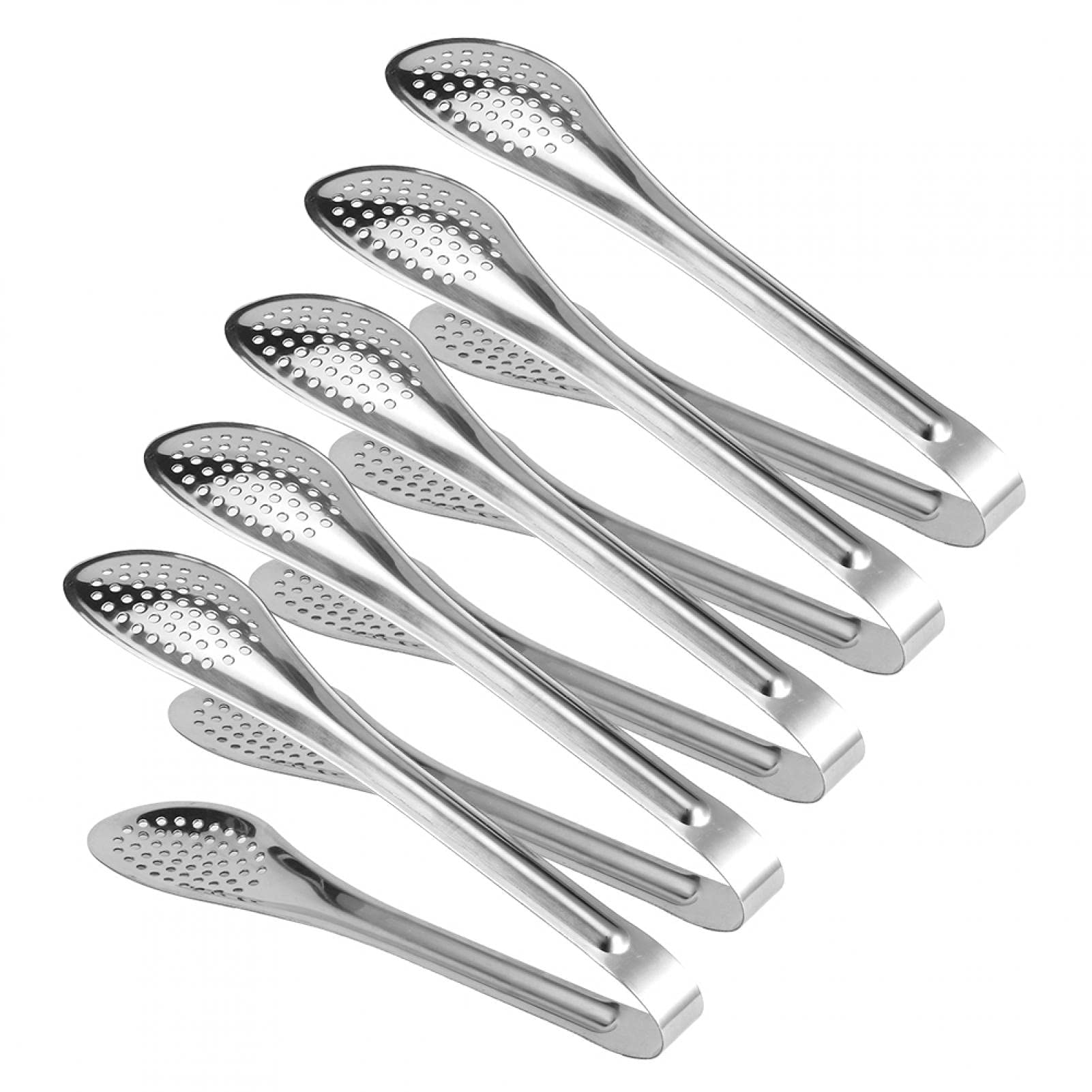5Pcs Stainless Steel Food Serving Tongs - Locking Kitchen Tongs for BBQ, Salad, Steak, Buffet - Multipurpose Cooking & Serving Utensil for Grilling, Baking, Picnics & Parties