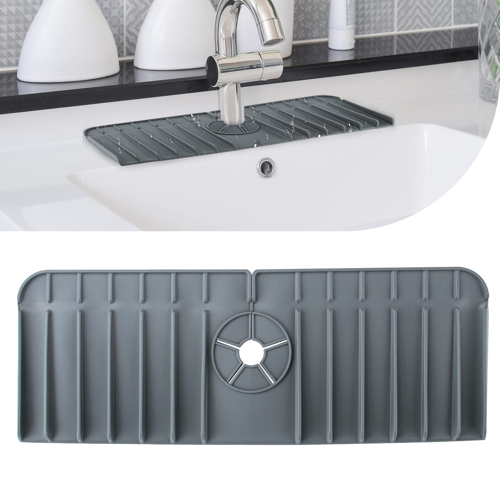 **Non-Slip Silicone Faucet Mat - Splash Guard & Drip Catcher for Kitchen & Bathroom Sinks | Waterproof Sink Protector Mat for Countertops | Perfect for Preventing Water Spills & Keeping Surfaces Dry**