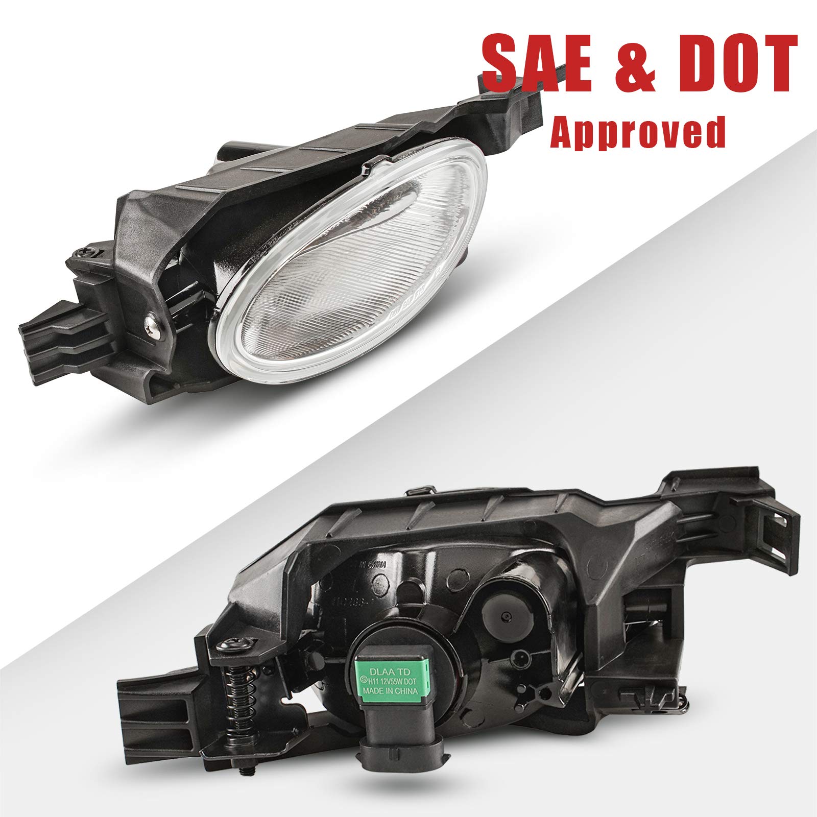 DLAA Fog Lights Compatible with HONDA ODYSSEY 2014-2015 - Clear Lens Fog Lamp Assembly Replacement - Perfect for Night Driving & Bad Weather Visibility