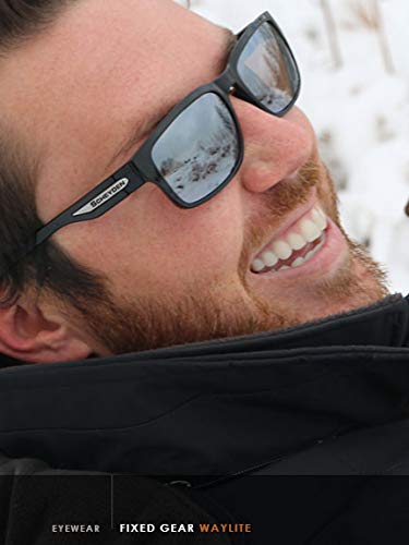 Waylite Fixed Gear Sunglasses - Black Frame with Gray Polarized Lenses - Cycling, Running & Outdoor Sports Eyewear