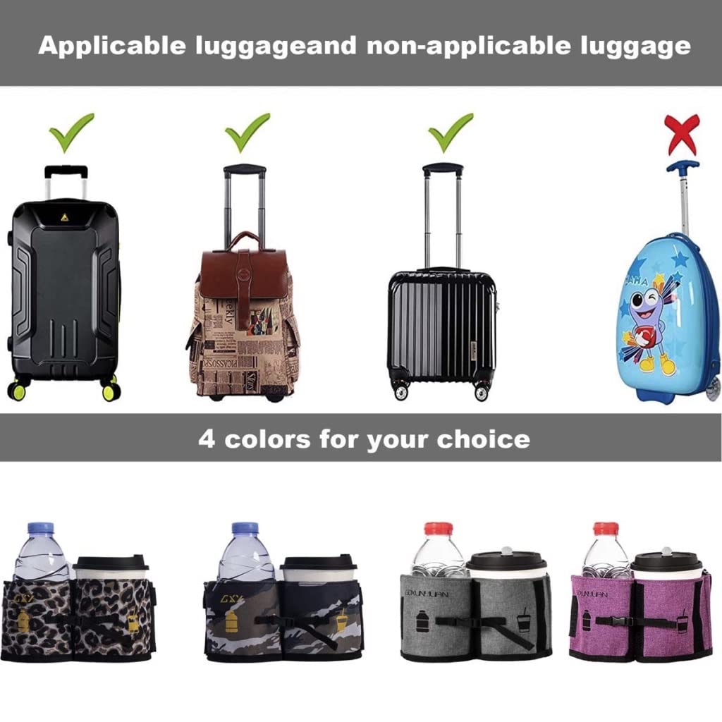 Universal Travel Cup Holder - 2 Coffee Mug Caddy for Luggage & Backpack Handles | Hands-Free Drink Carrier for Airports, Commuting & Outdoor Adventures