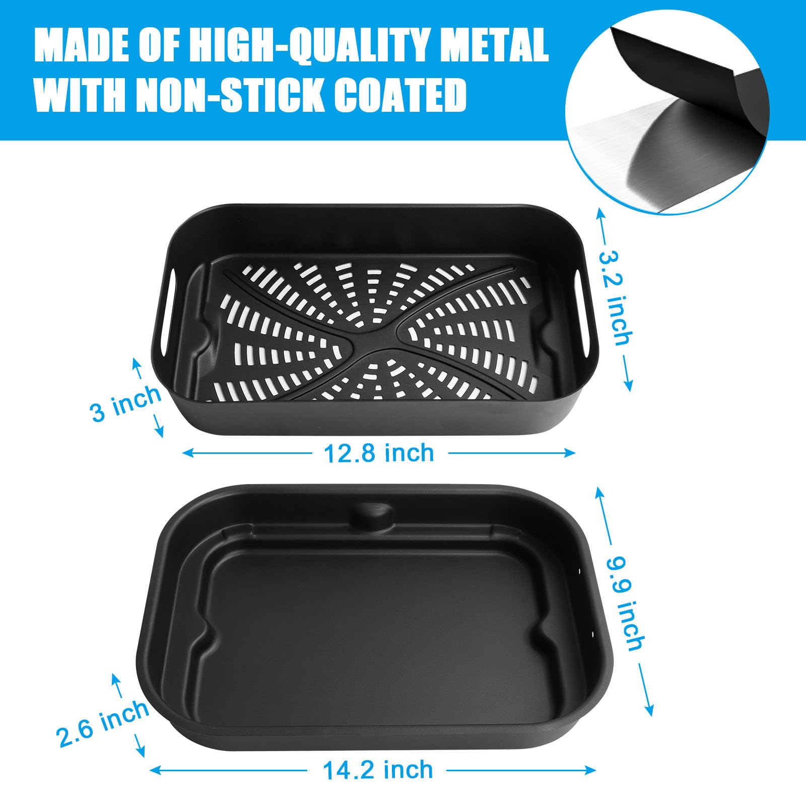 Ninja Foodi FG551/DG551 Smart XL Indoor Grill Accessories - Non-Stick Air Fryer Basket & Griddle Pan Replacement for Ninja DG651, Dishwasher Safe | Perfect for Grilling, Air Frying & Crisping Meats, Vegetables & More