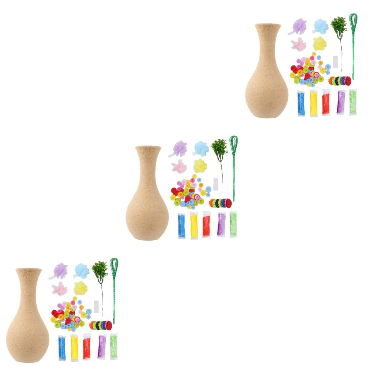 ibasenice 6 Sets DIY Vase Craft Kit with Artificial Flowers - Kids Flower Bouquet Making Kit, Wooden Vase Decor & Art Supplies for Girls, Christmas Gift & Toddler Crafts | Perfect for Home Decor, Party Favors & Creative Play