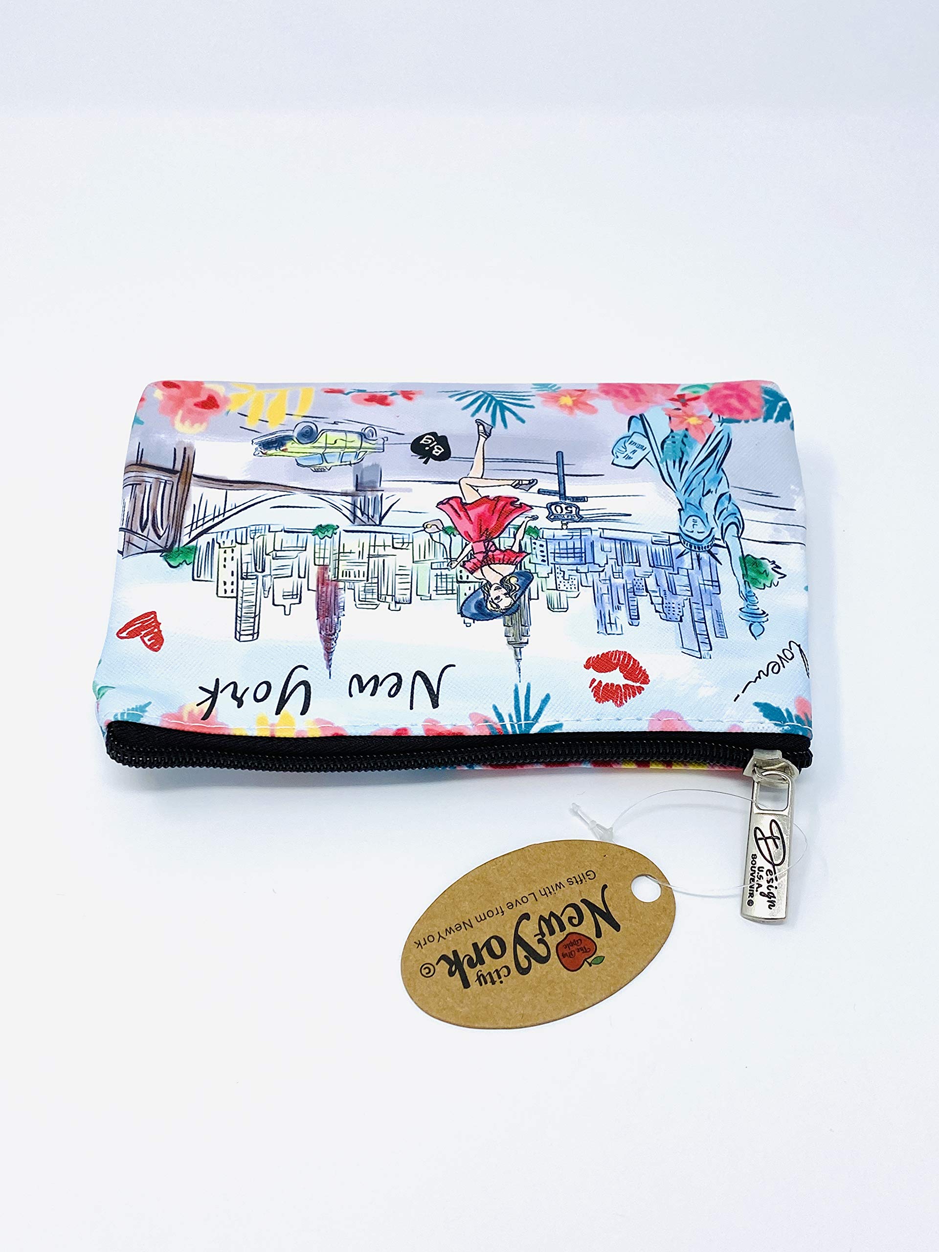 Cute New York Souvenir Zipper Pouch for Girls & Women - Travel Cosmetic Bag, Makeup Purse (JP-330104B) - Perfect for Travel, School & Daily Essentials Storage