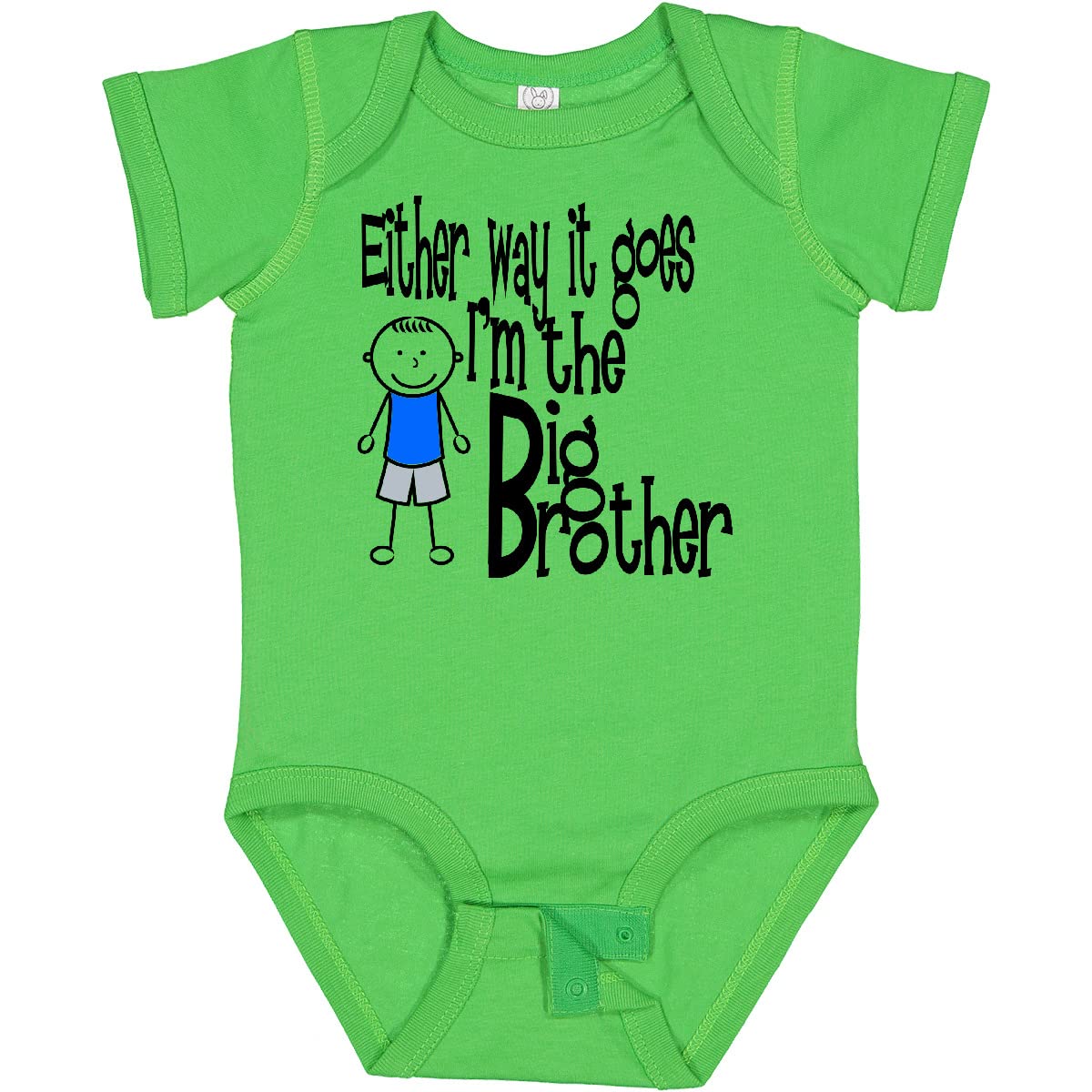 Inktastic 'Either Way It Goes, I'm The Big Brother' Baby Bodysuit - Cute Sibling Outfit for Newborns & Toddlers