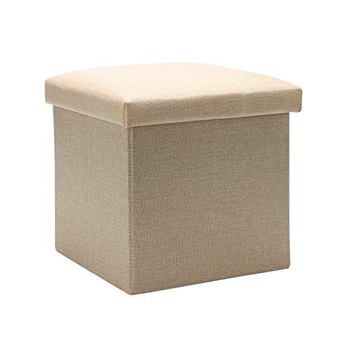 Multifunctional Storage Stool for Adults & Kids - Shoe Changing Bench, Makeup Seat, Footrest, Bedroom Storage Box - Beige (30.8 x 30.8 x 27.7 cm) - Perfect for Entryway, Dressing Room & Bedroom Organization