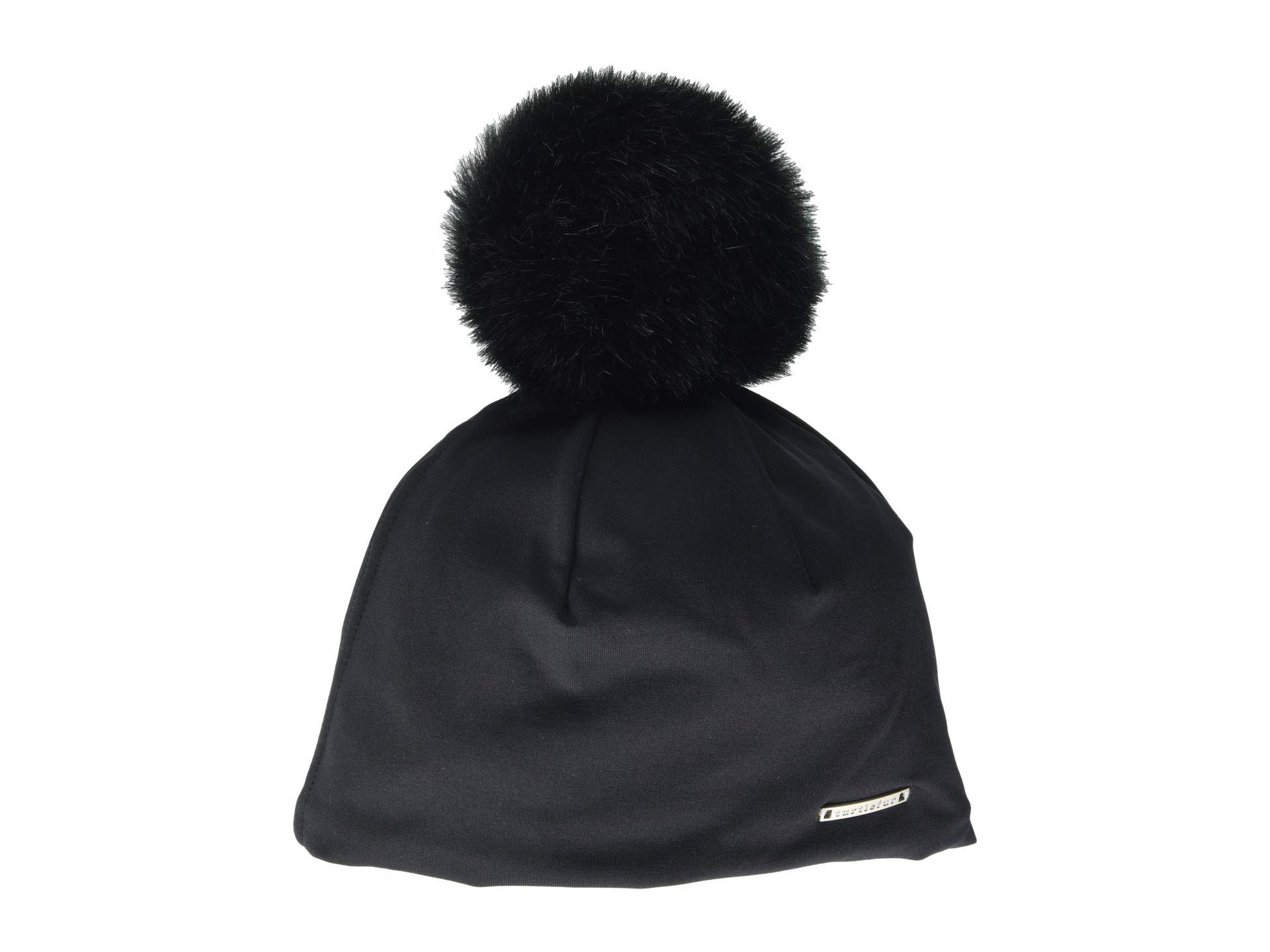 Turtle Fur Pom Pom Beanie - Soft Plush Lined Faux Fur Winter Hat with UV Protection for Men & Women - Perfect for Skiing, Snowboarding & Cold Weather Activities