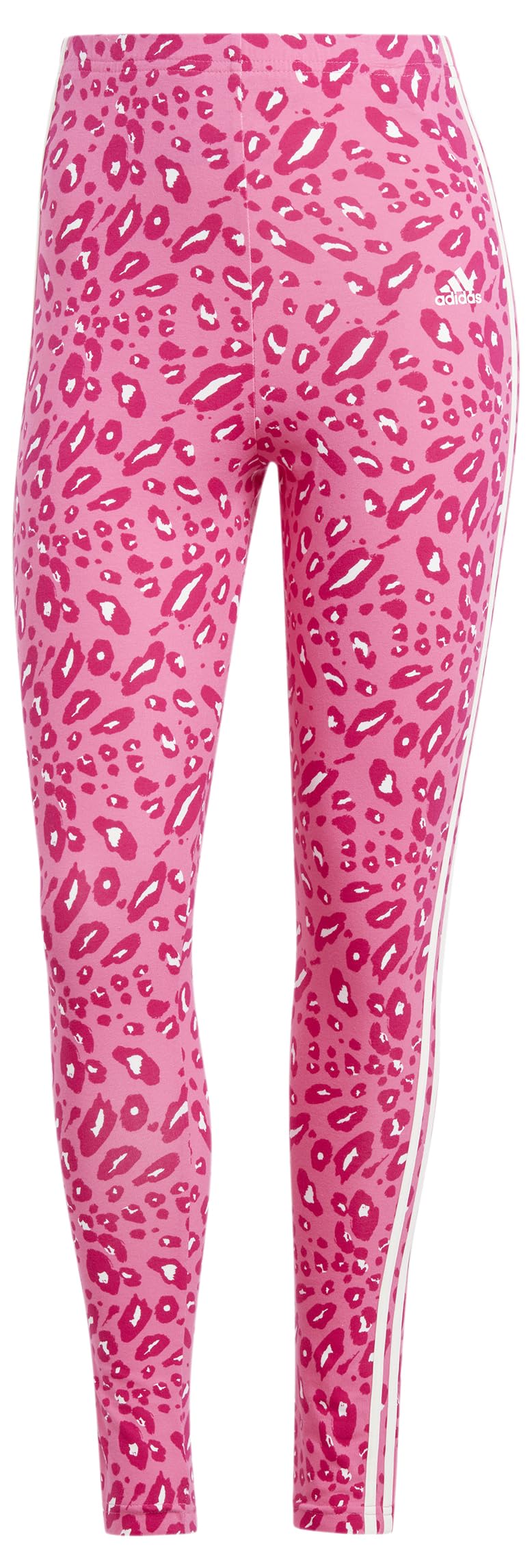 Adidas Essentials 3-Stripes Animal Print Women's Yoga Leggings - High Waisted Workout Pants for Running, Gym & Lounge Wear