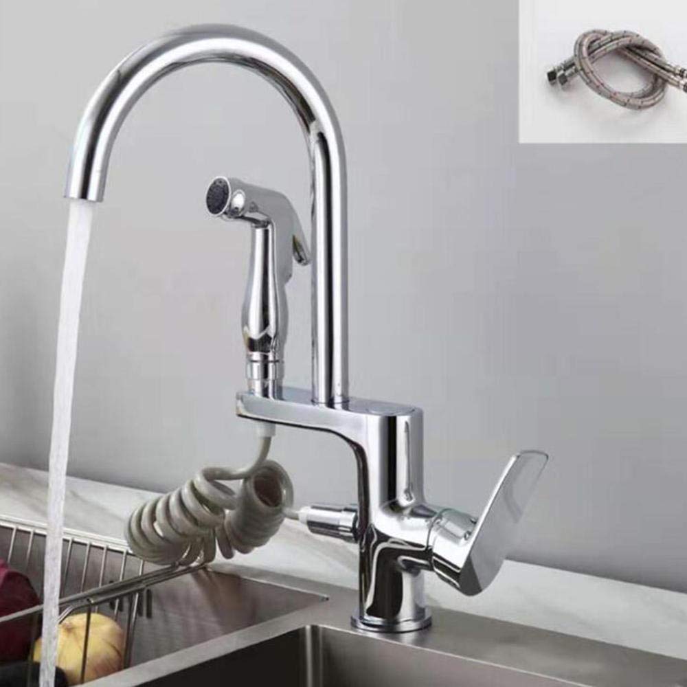 High-Quality Pull-Out Sprayer Kitchen Faucet with Hot & Cold Mixing - 360° Rotating Retractable Spray Gun for Modern Sink | Perfect for Cooking, Washing Dishes & Cleaning Vegetables
