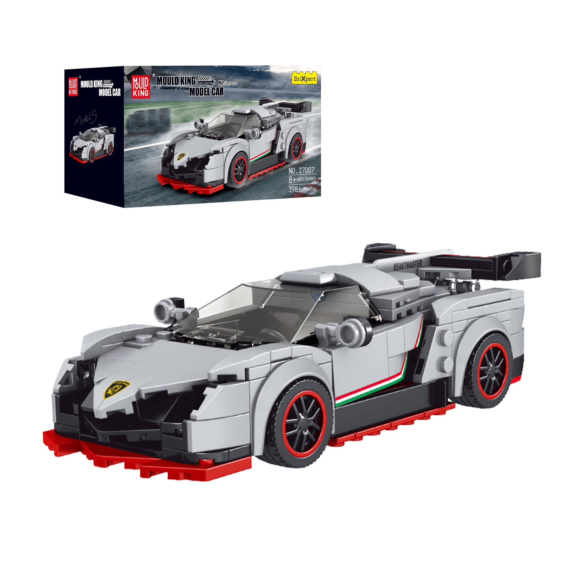 Mould King 27007 The Veneno Mini Sports Car Building Set - 398 PCS Model Kit for Adults & Teens | Creative DIY Construction Toy for Car Enthusiasts | Perfect Gift for Birthday, Christmas & Home Decoration