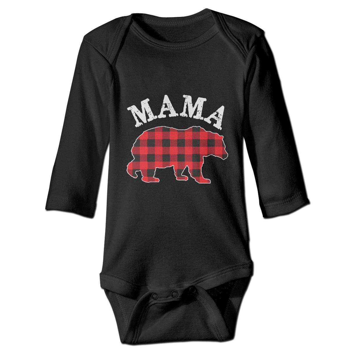 Mama Bear Plaid Newborn Baby Romper Jumpsuit - Long Sleeve Bodysuit Infant Clothes for Boys & Girls - Soft & Comfortable Black Outfit for Photoshoot, Family Gathering, Daily Wear