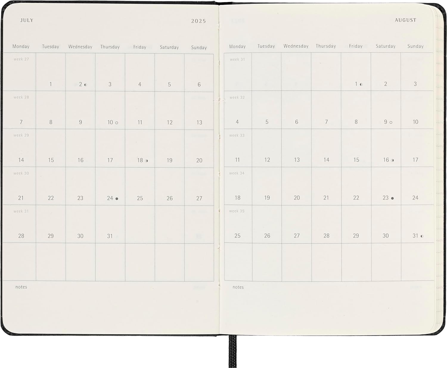 Moleskine 2025 Weekly Planner - 12 Month Horizontal Agenda with Hard Cover & Elastic Closure | 9x14 cm Pocket Size | Perfect for Work, School & Travel Organization | Black