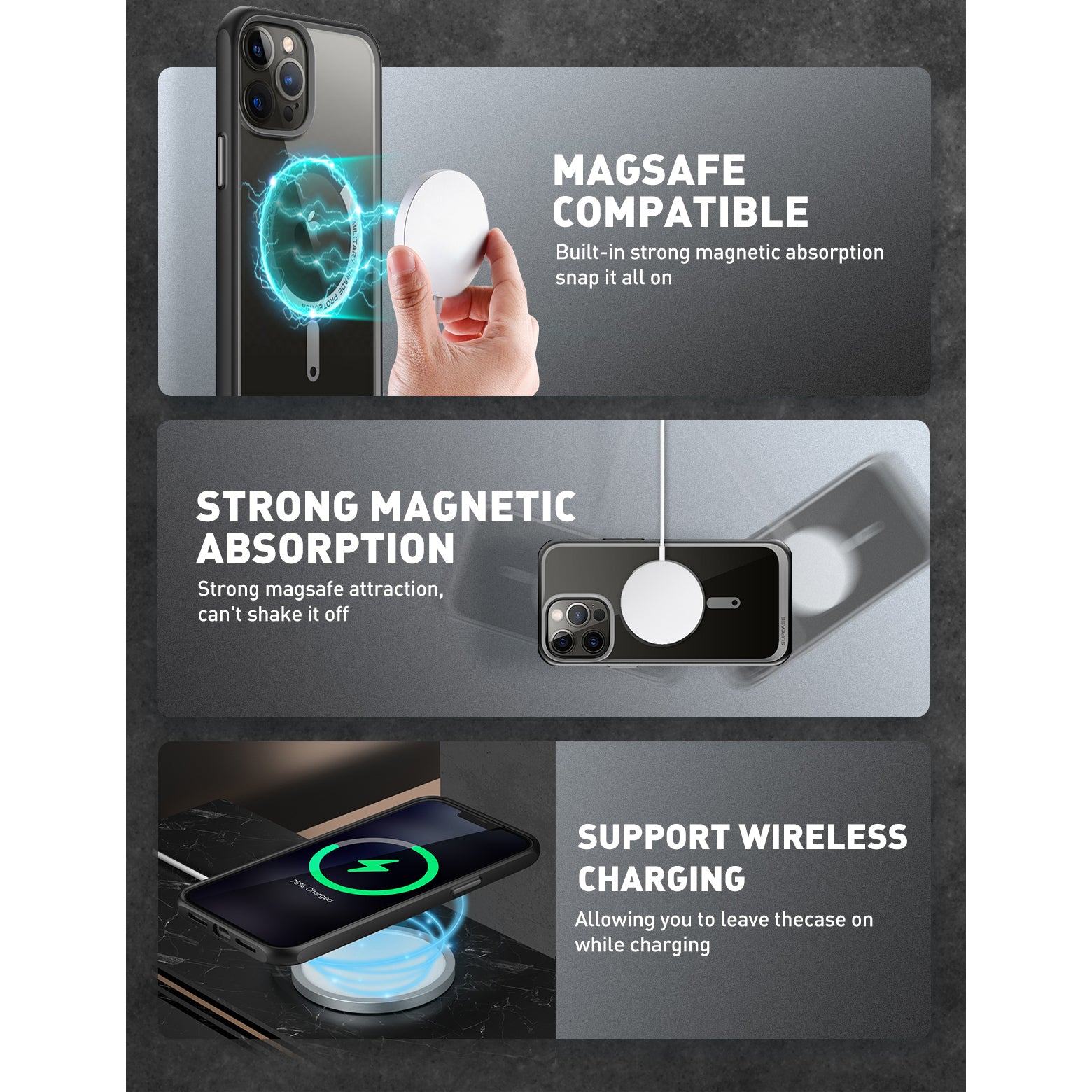 iPhone 13 Pro Max Case 6.7 Inch - Unicorn Beetle MAG Slim Clear Protective Cover with MagSafe Compatibility (Black) | Perfect for Everyday Use, Travel & Wireless Charging