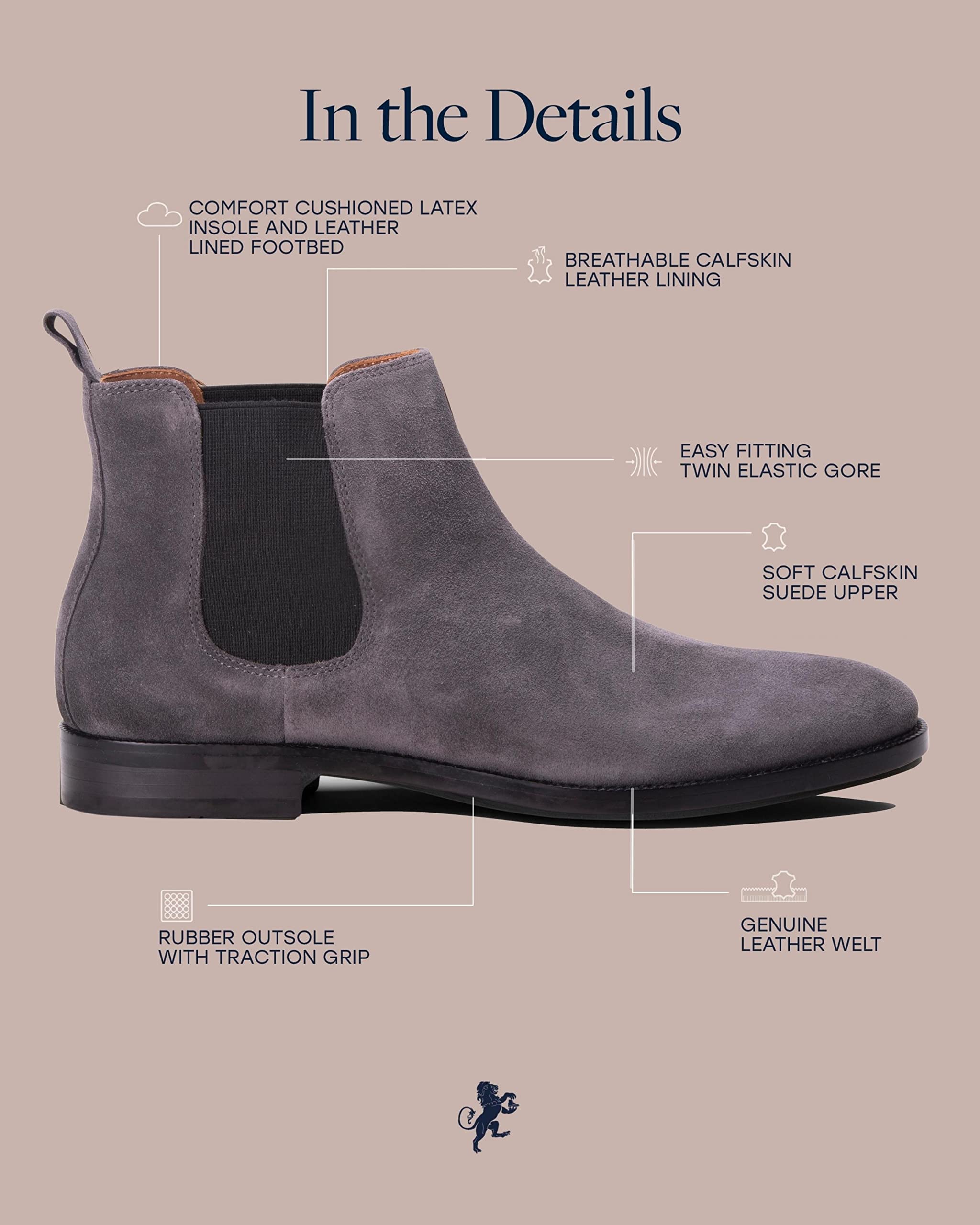 Dunross & Sons Men's Chelsea Dress Boots - Comfortable Leather Jayden Boots for Work, Casual & Formal Wear