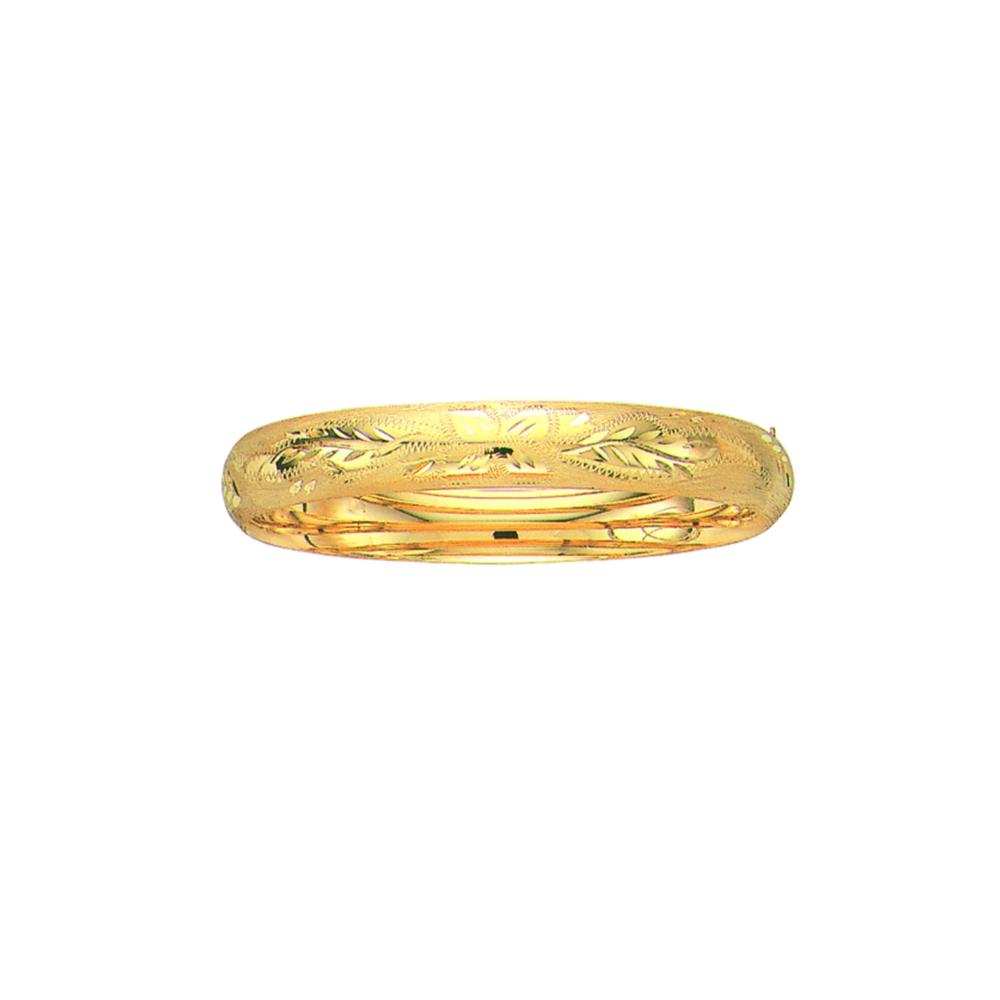 14K Gold 10mm Floral Design Bangle Bracelet for Women - Elegant Handmade Jewelry Gift for Birthday, Anniversary & Special Occasions