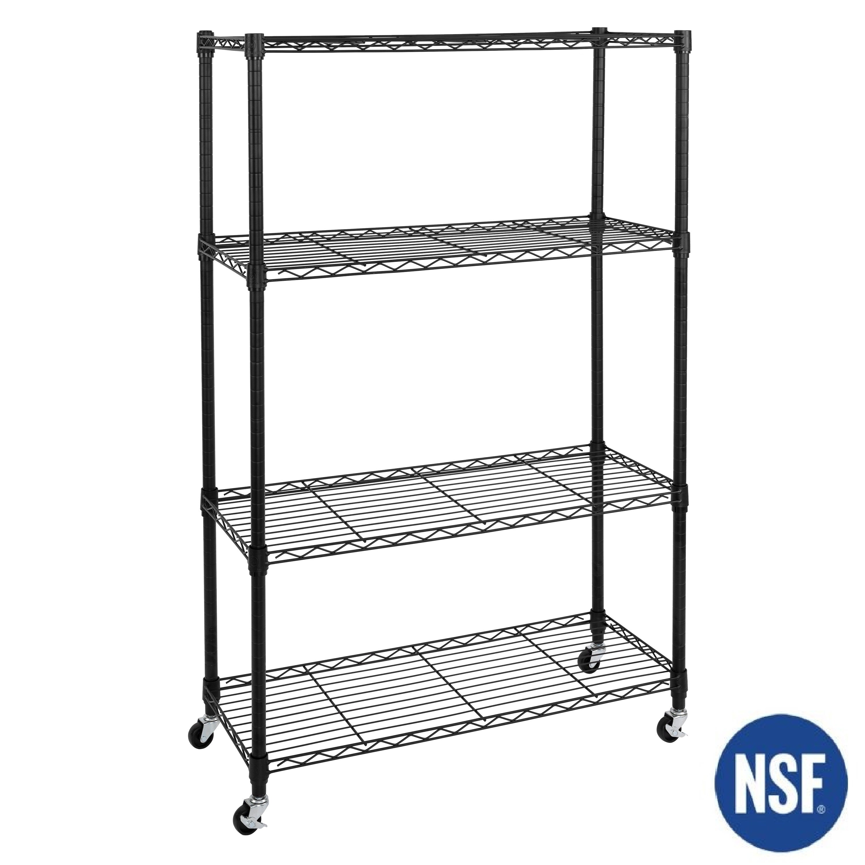 4 Tier NSF Certified Steel Shelving Unit - Heavy Duty Storage Rack for Kitchen, Garage, Warehouse & Commercial Use