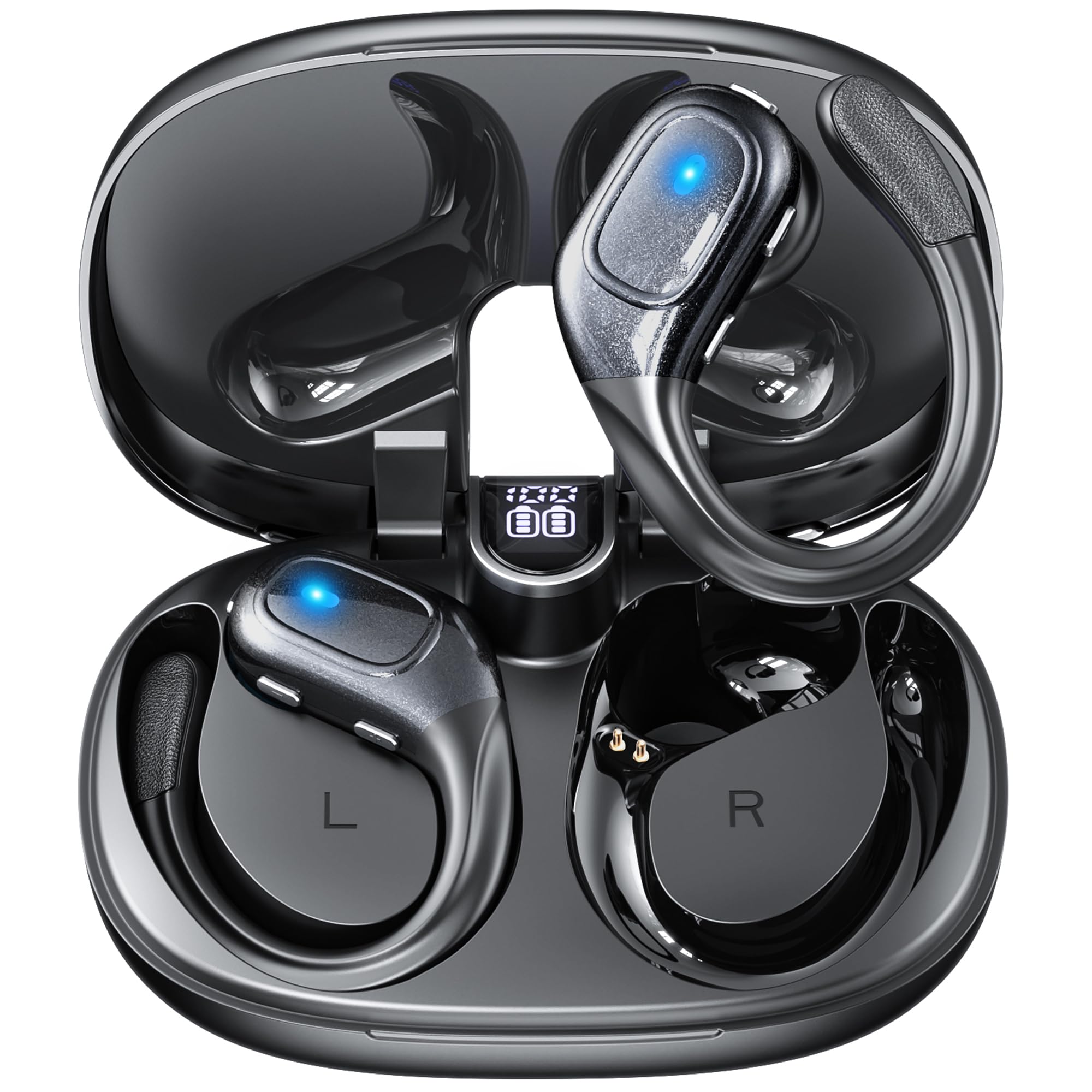 AI Language Translator Earbuds with 144 Languages & Accents - 3-in-1 Real-Time Translation Headphones for iOS & Android - Perfect for Travel, Business Meetings & Language Learning (Black)