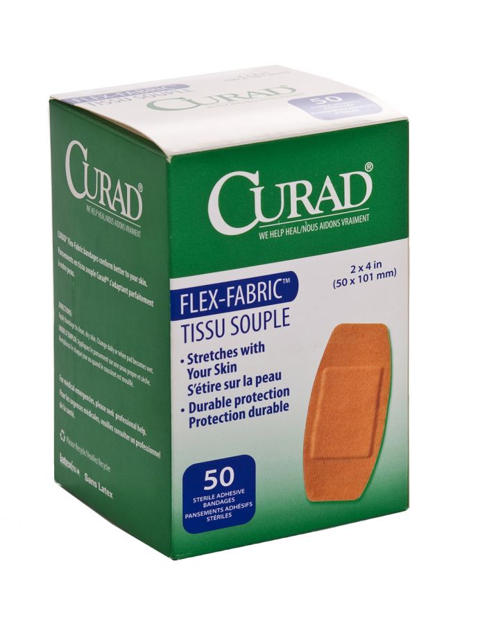CURAD Fabric Adhesive Bandages for Wound Care - Breathable & Flexible Bandages, 50 Count (4 Pack) - First Aid Essential for Cuts, Scrapes & Minor Injuries at Home, Work or Travel