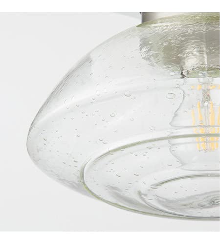 Quorum 1902-65 Windmill Ceiling Fan Light Kit - Damp Rated Indoor/Outdoor LED Fixture with Seedy Glass Shade & Satin Nickel Finish - Perfect for Patio, Bedroom, or Living Room Lighting