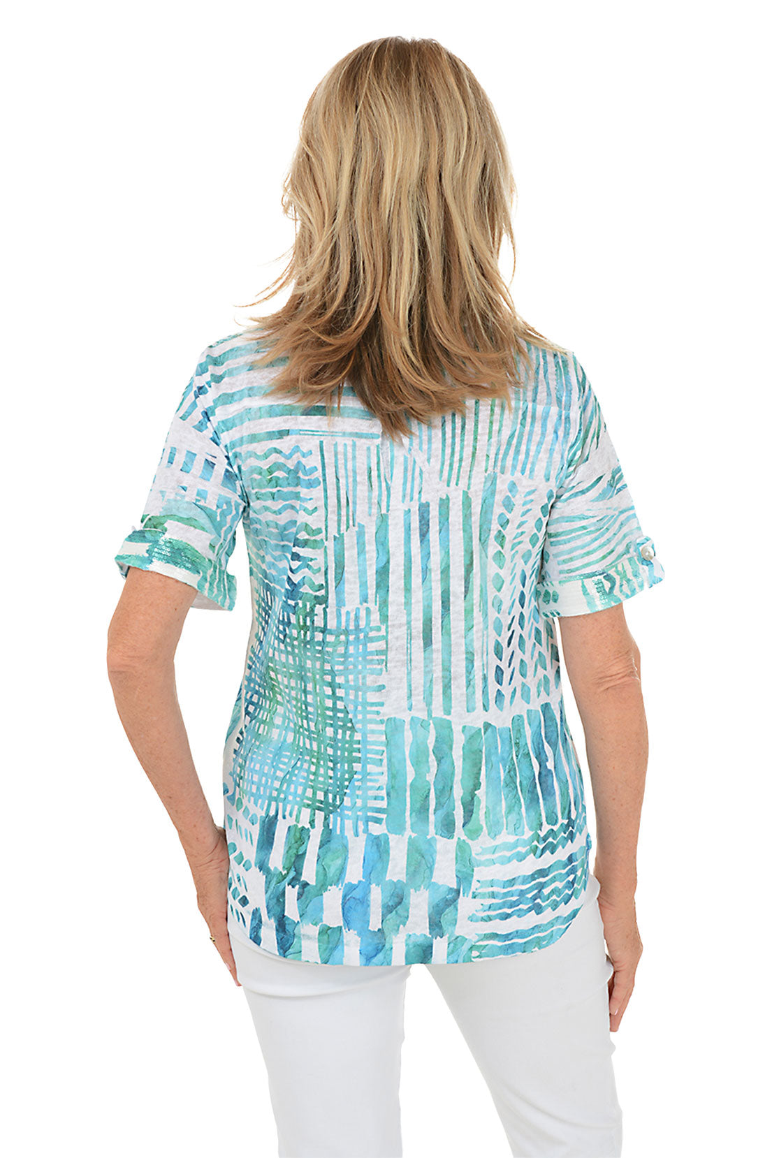 Tropical Print Collared Knit Top for Women - Summer Casual Short Sleeve Blouse - Perfect for Beach Vacation, Tropical Getaway and Summer Outfits