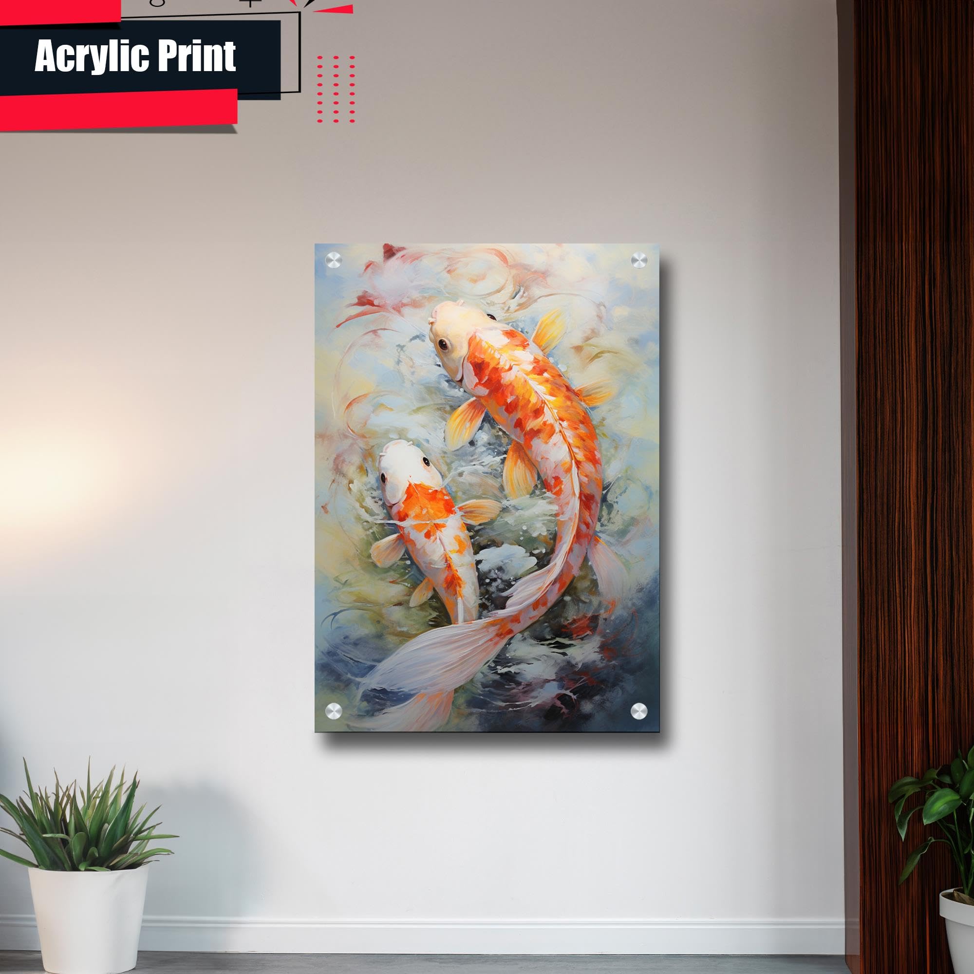 Japanese Koi Fish Art Print - Zen Wall Decor for Home & Office | Modern Koi Pond Poster, Asian-Inspired Wall Art for Living Room, Bedroom & Meditation Space