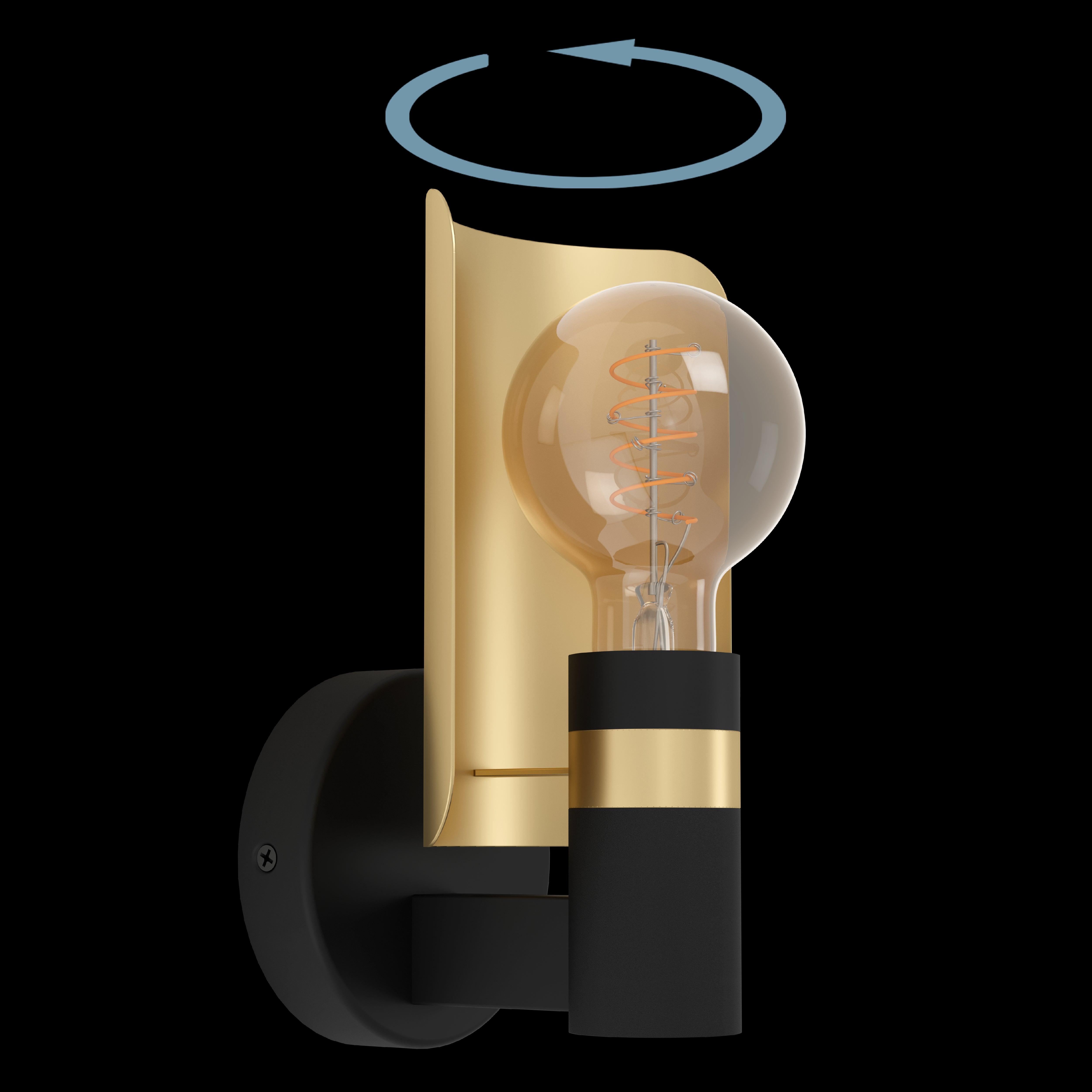 Eglo Hayes Black & Gold Wall Light - Modern Sconce for Living Room, Bedroom, or Hallway - Elegant Indoor Lighting Fixture for Home Decor