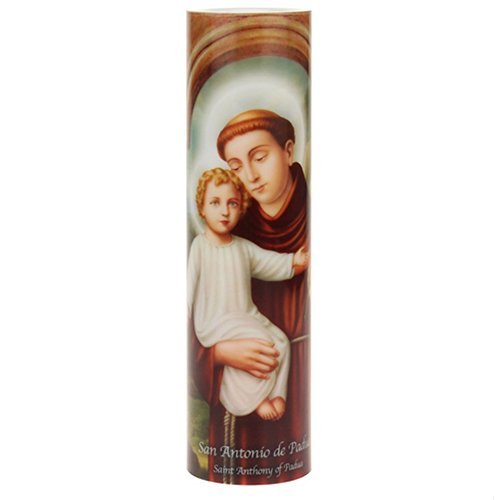 Saint Anthony LED Flameless Devotion Prayer Candle - Religious Gift with 6-Hour Timer for Safe Worship | Perfect for Home Altar, Church Decor & Spiritual Meditation