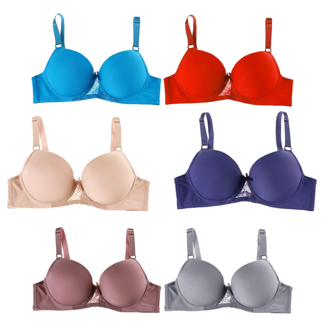 6-Pack W L INTIMATES Women's Underwire Bras - Comfortable Everyday T-Shirt Bra for Work, Gym & Casual Wear