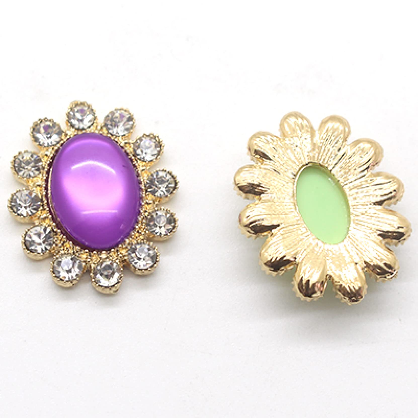 20pcs Oval Resin Rhinestone Buttons for Clothing DIY - Alloy Craft Buttons for Hair Accessories, Wedding Dress Decor - Perfect for Sewing, Scrapbooking & Costume Design